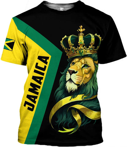 AOVL Personalized Jamaica Shirts Jamaican Pride T-Shirt Jamaica Flag Lion Tshirt Jamaicana Shirts Jamaica Shirt for Men Women