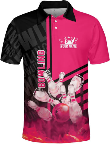 Custom Bowling Polo Shirt Personalized 3D Team Name Bowling Shirts for Men Women Jersey Unisex Bowler Short Sleeve Gift Tee