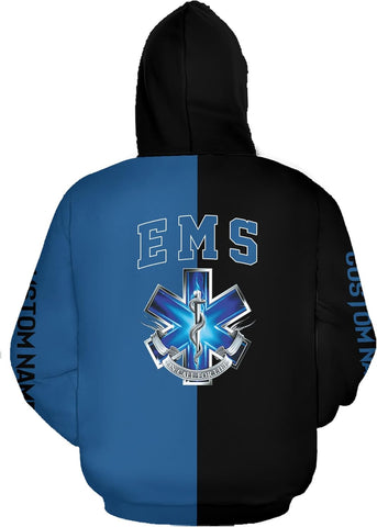 Leeprints Personalized EMT Hoodie EMS Sweatshirt Custom EMS Zip Hoodie Paramedic Uniform Emergency Medical Technician Shirts