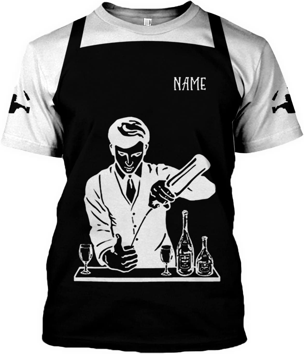 Personalized Bartender Shirt Custom Bartender Shirts Bartending 3D T Shirts Bartender Cocktail Wine Tshirt for Men and Women