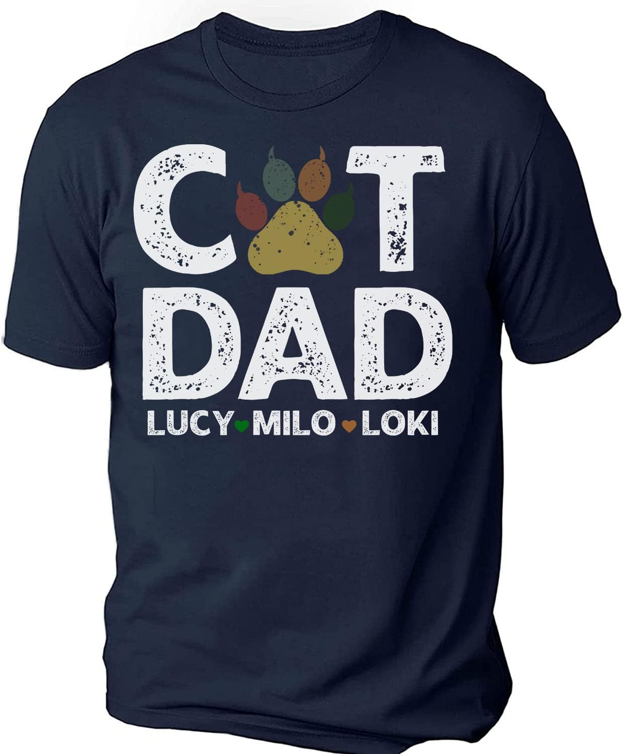 Personalized Best Cat Dad Ever Shirt, Cat Daddy Fathers Day Custom Photo Funny Custom Cat Dad Shirt with Pet Names (Cotton, TS44)