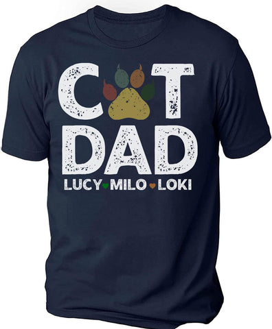 Personalized Best Cat Dad Ever Shirt, Cat Daddy Fathers Day Custom Photo Funny Custom Cat Dad Shirt with Pet Names (Cotton, TS44)