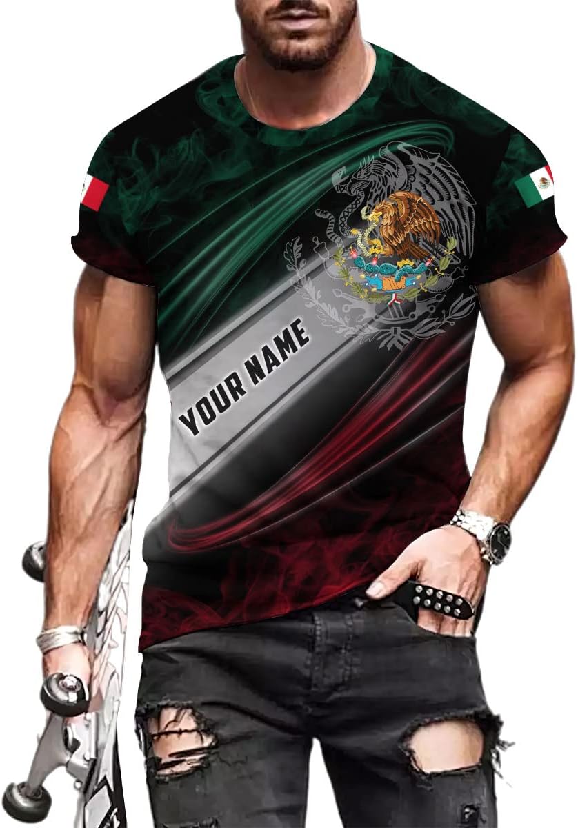 Paniprints Personalized Name Mexican Shirts for Men, Customized Mexico Shirts for Men, Mexico Shirts for Women Mexico Flag
