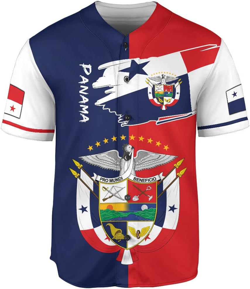 Podagree Personalized Panama Baseball Jersey Camisa Shirt, Panamanian Flag Jersey, Panamanian Pride Jersey for Men and Women
