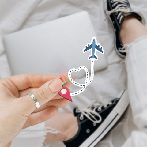 3PCS Airplane Love Destination 3" Sticker - Love Travels Sticker - Long Distance Laptop Decals, Travel Adventure Long Distance Fighter Plane Stickers for Water Bottle Tumbler Phone Case Laptop