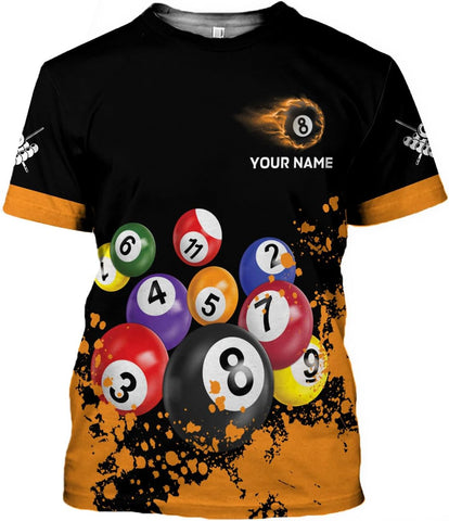 Pretyprints Personalized 3D Billiard Shirt Custom Name Men Women Team Apparel Pool 8 Ball Flag Tshirt Billiards Shirts Gift
