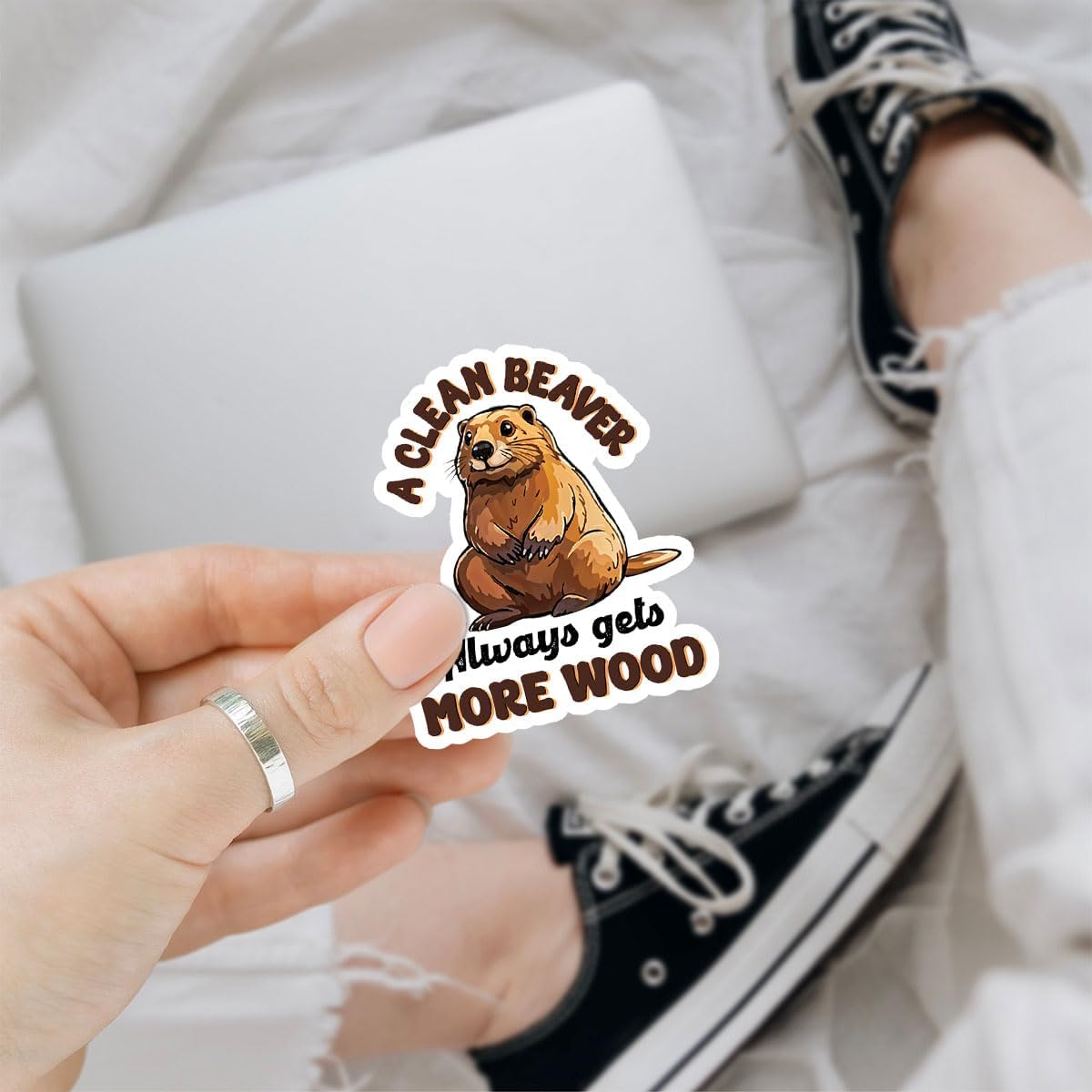 3Pcs A Clean Beaver Always Get More Wood Sticker Funny Beaver Stickers and Decals Clean Beaver Wood Decal a Clean Beaver Sarcastic Adult Humor Gift for Laptop Bottle Phone Car Hard Hat 3"x3"