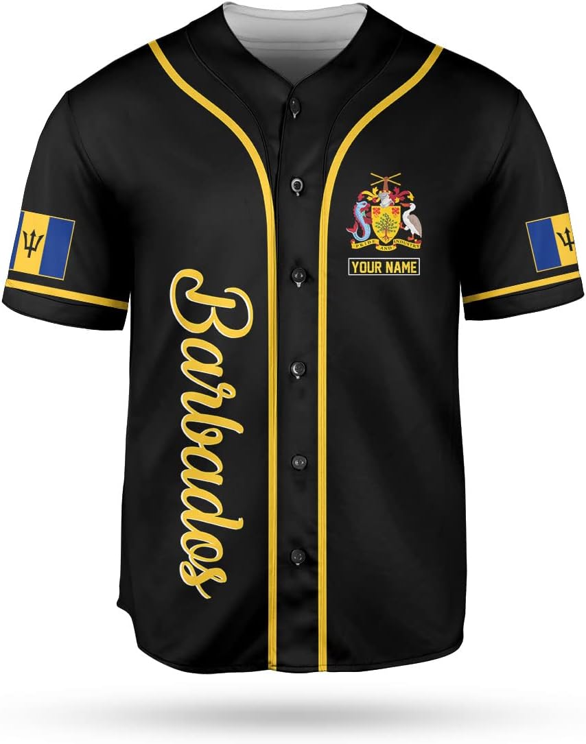Podagree Personalized Barbados Baseball Jersey Shirt, Bajan Flag Jersey, Barbados Jersey for Men and Women Jersey Bajan