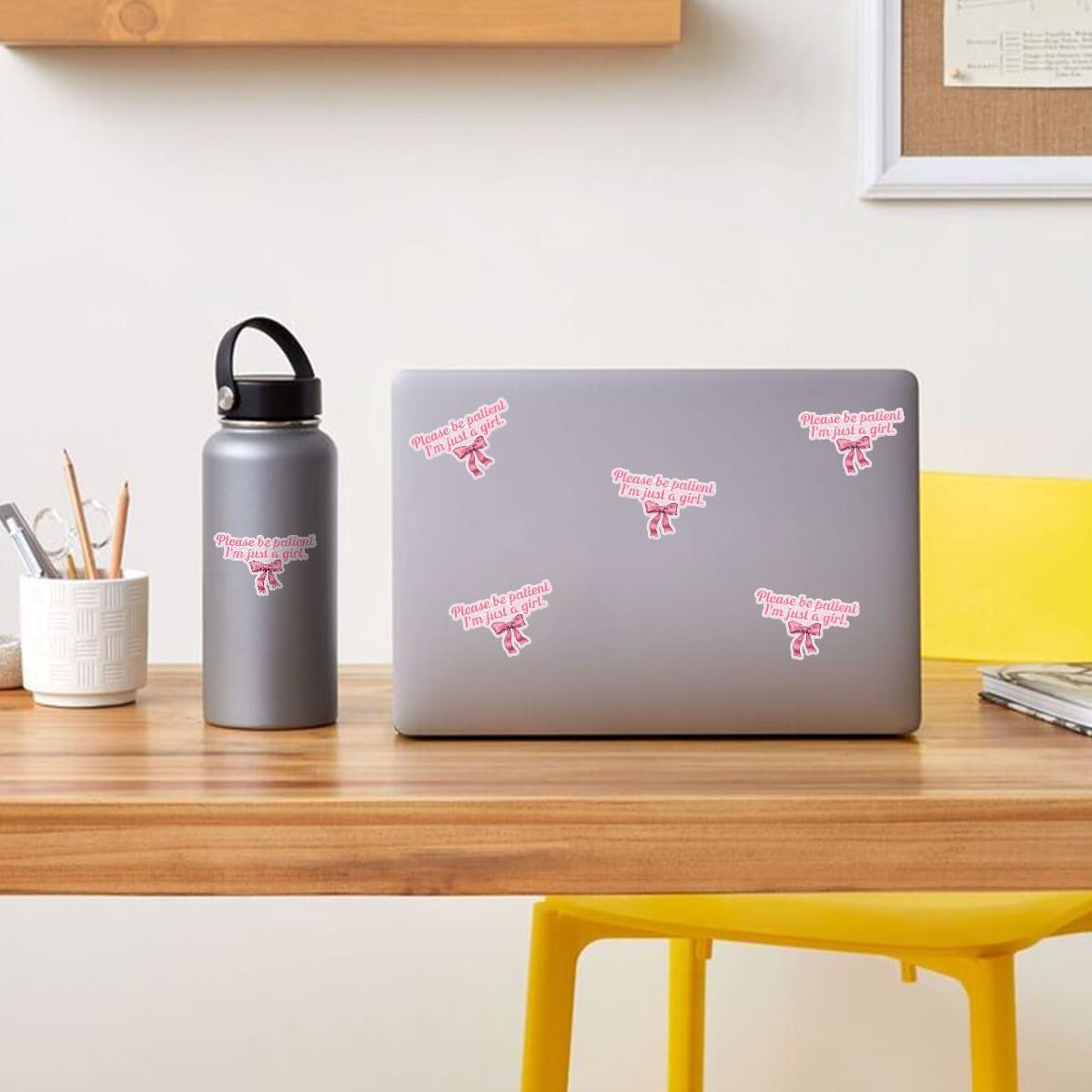 3 Pcs Please Be Patient I'm Just A Girl Sticker, Funny Meme Quote Coquette Pink Bow Stickers Gift Decorations for Helmet Water Bottle Laptop Tumbler Phone Case Cars 3"x3"