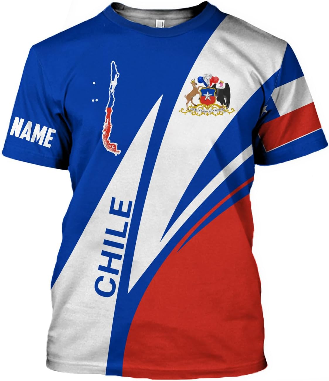 Personalized Name Chile Shirts for Men and Women, Chile Chilean Flag Pride Gift T-Shirt, Chilean Map and Flag