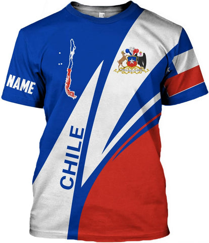 Personalized Name Chile Shirts for Men and Women, Chile Chilean Flag Pride Gift T-Shirt, Chilean Map and Flag