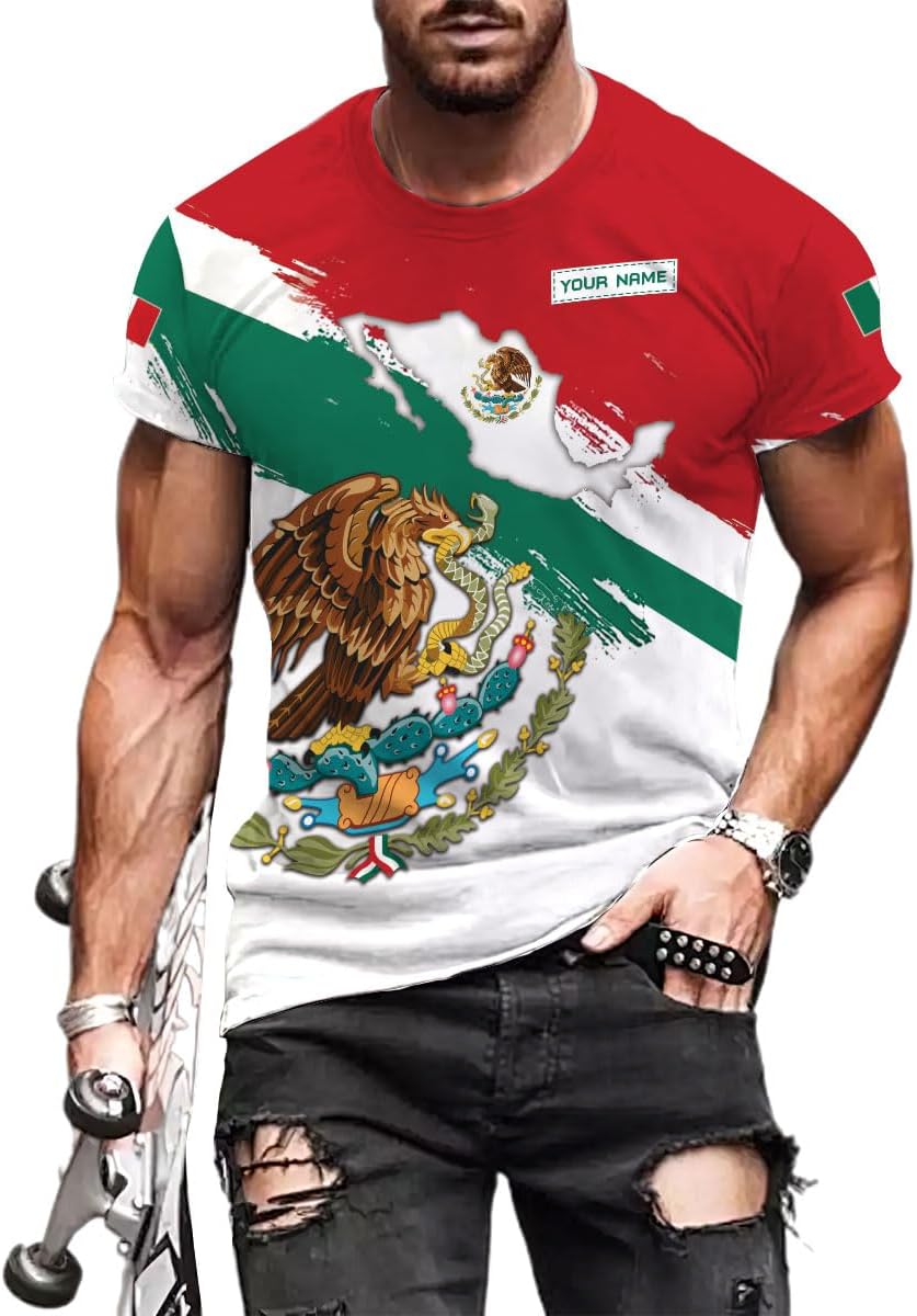 Personalized Name Mexican Shirts for Men, Customized Mexico Shirts for Men, Mexico Shirts for Women Mexico Shirt Eagle Flag