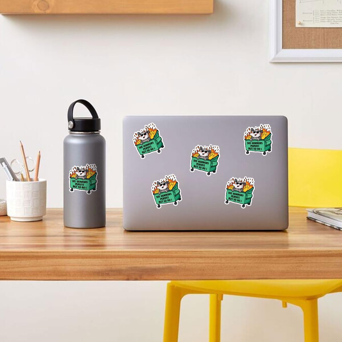 3 Pcs The Horrors Persist but So Do I Sticker, Funny Possum Horror Stickers Mental Health, The Horrors Persist but So Do I Stickers for Laptop Water Bottle Phone Car Helmet Hard Hat Gifts 3"x3"