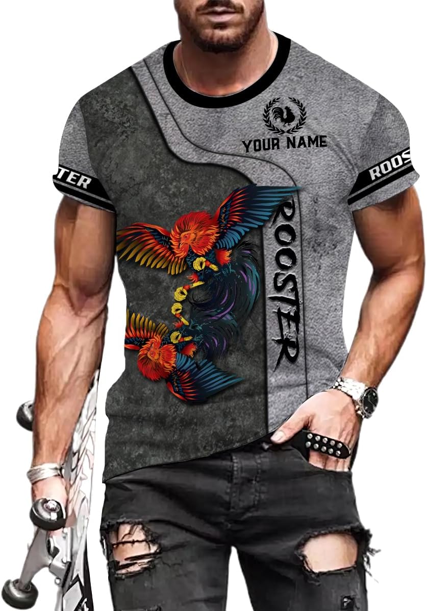 Mostefy Personalized Name Rooster Shirt 3D, Rooster Shirts for Men, Chicken Tshirts Shirts for Women, Funny Chicken Shirts