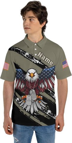 Veteran Polo Shirt for Men Custom US Army Polo Shirts Military Veterans Pride American Flag Gifts Memorial Day Army Shirts