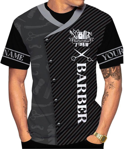 Personalized 3D T-Shirt, Custom Name Barber Shop Shirt for Men Women, Barber Shop Hoodies Gift for Hairdresser