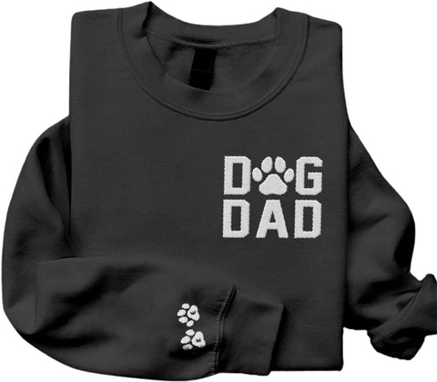 Personalized Embroidered Dog Dad Crewneck Sweatshirt, Custom Dog Dad Sweatshirt, Proud Dog Dad Shirts Gift for Men (Cotton + Polyester, SS4)
