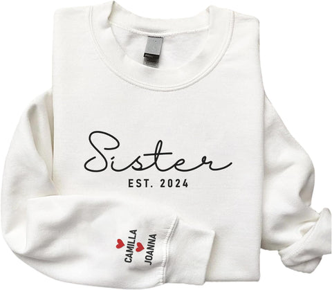 Sister Personalized Embroidered Sweatshirt, Big Sis, Little Sister Hoodies, Gifts For Sister, Sister Siblings Matching Shirt