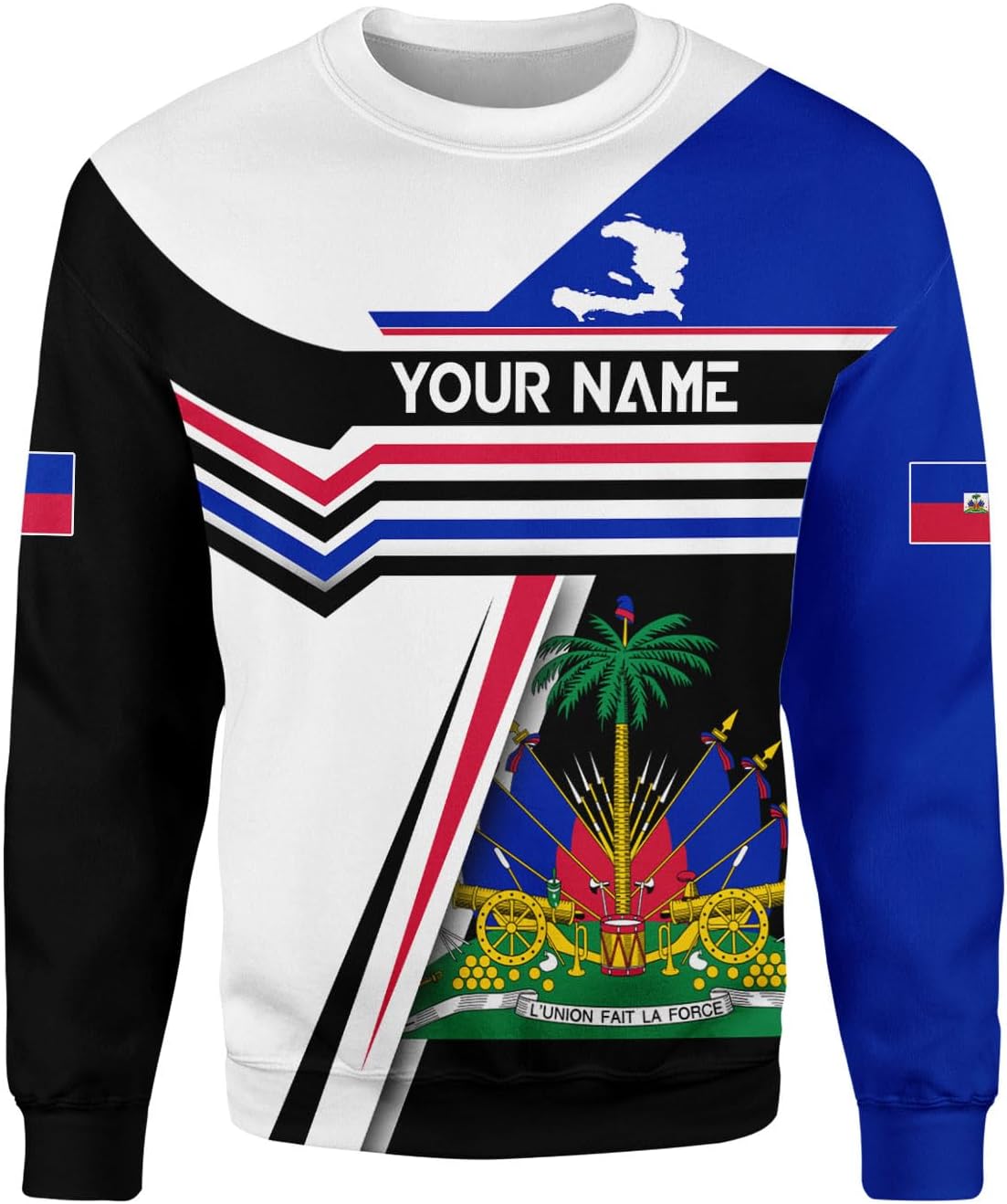 Vybonz Personalized Haiti Pride Flag Shirt, Haitian Sweatshirt 3D for Men & Women Haitian Pride Coat of Arms Hoodie