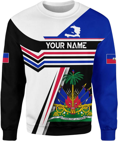 Vybonz Personalized Haiti Pride Flag Shirt, Haitian Sweatshirt 3D for Men & Women Haitian Pride Coat of Arms Hoodie
