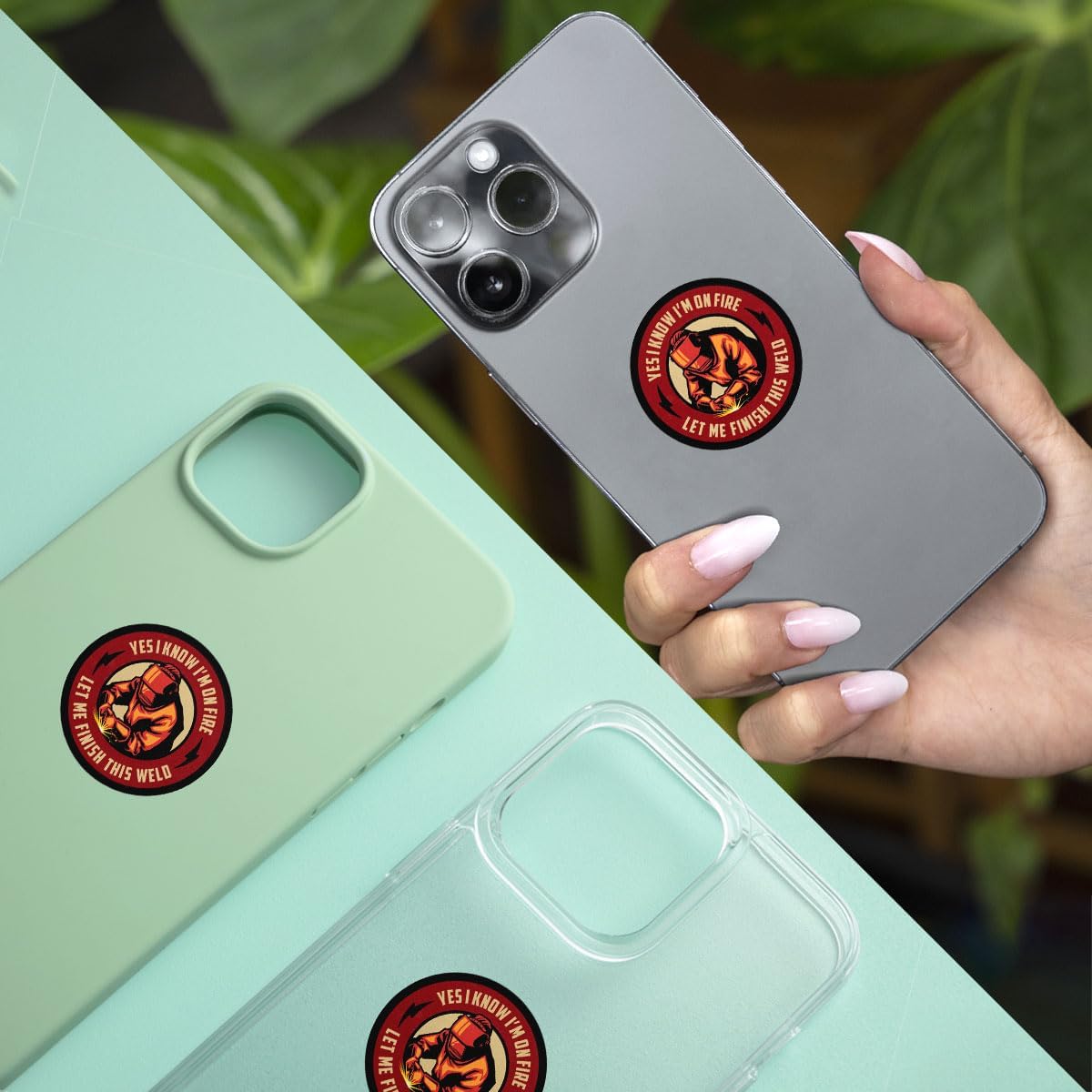 3 Pcs Yes I Know I'm on Fire Let Me Finish This Weld Sticker Funny Welding Decals Welder Sticker for Welding Hood Let Me Finish Sticker for Laptop Water Bottle Phone Car Helmet Hard Hat Gifts 3"