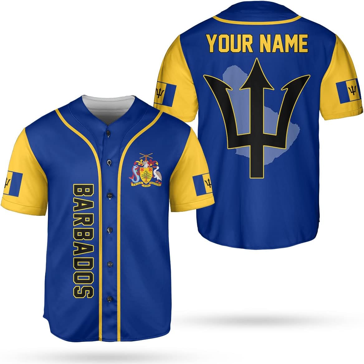 Podagree Personalized Barbados Baseball Jersey Shirt, Bajan Flag Jersey, Barbados Jersey for Men and Women Jersey Bajan