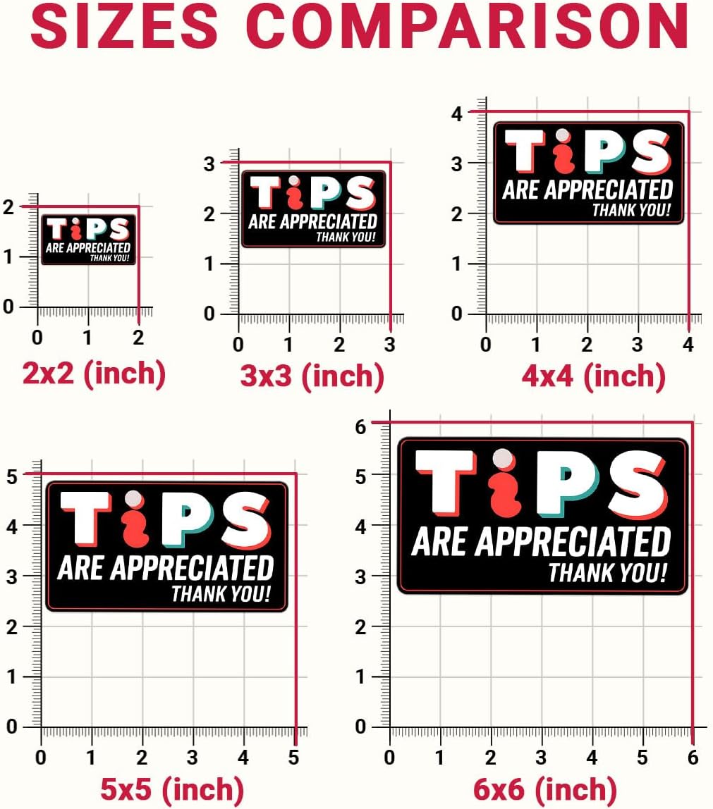 (3pcs) Tips are Appreciated Sticker, Tips are Appreciated Sign, No Tax On Tips Sticker - Vinyl Stickers Waterproof for Water Bottles Laptop Phone Car Window Helmet 3 Inches