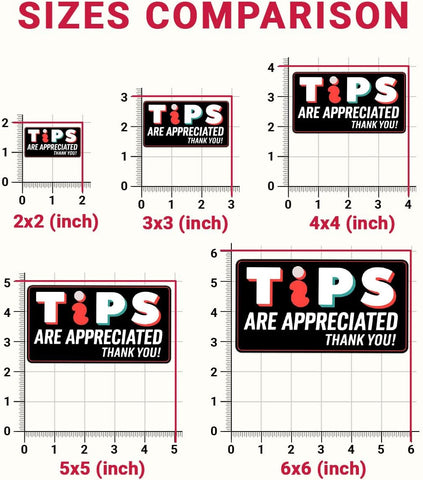(3pcs) Tips are Appreciated Sticker, Tips are Appreciated Sign, No Tax On Tips Sticker - Vinyl Stickers Waterproof for Water Bottles Laptop Phone Car Window Helmet 3 Inches