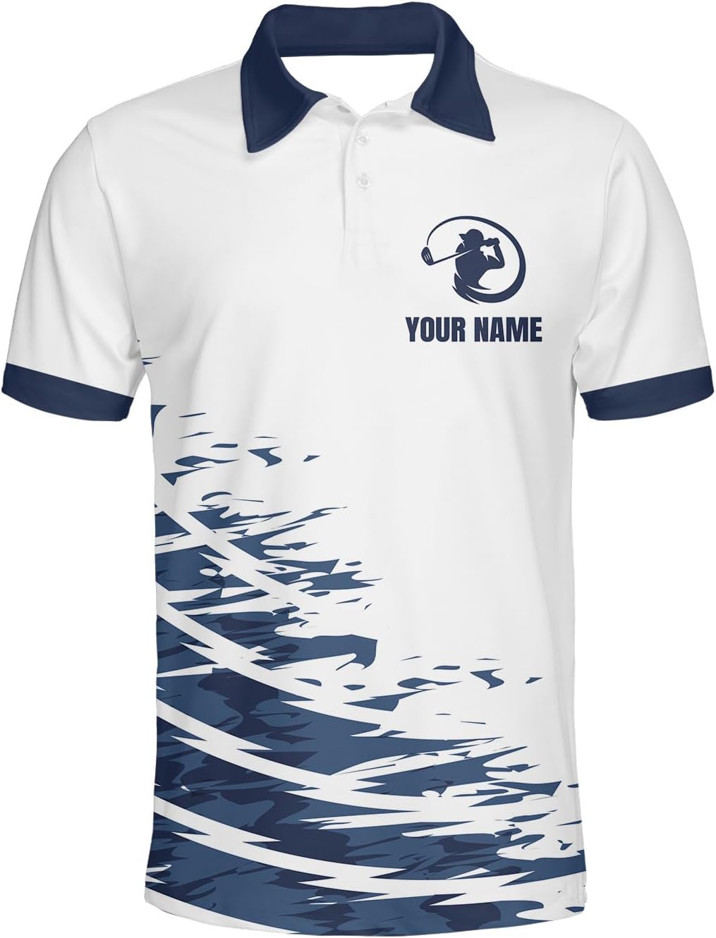 AOVL Personalized 3D Funny Golf Polo Shirt for Men Men's Golf Polo Shirts Custom Name and Team Name Golf Polo Gift for Dad