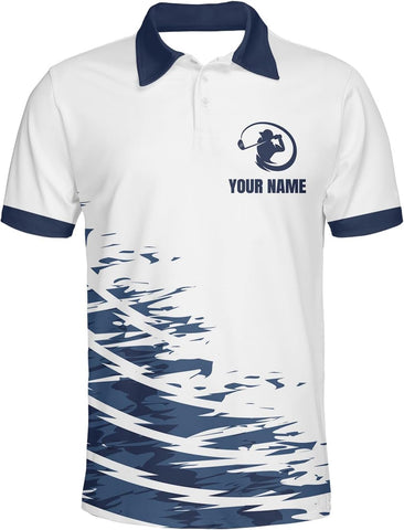 AOVL Personalized 3D Funny Golf Polo Shirt for Men Men's Golf Polo Shirts Custom Name and Team Name Golf Polo Gift for Dad