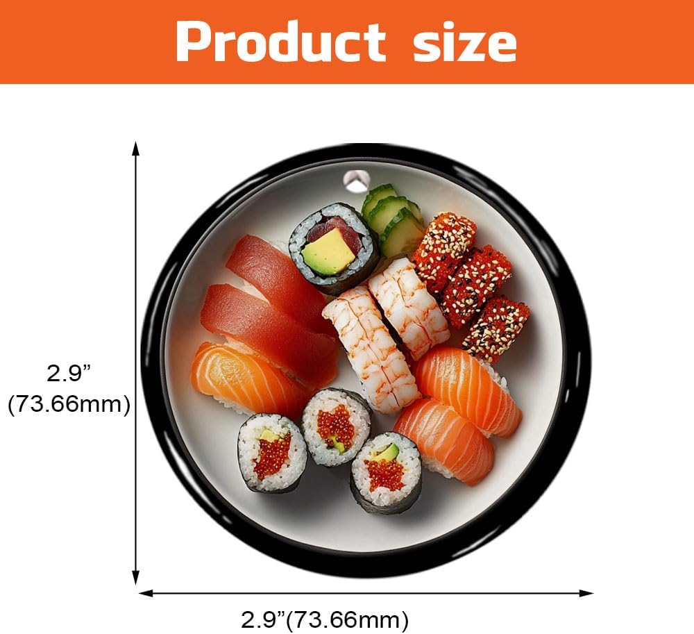 Brevnex Personalized Sushi Christmas Tree Ornament, Sushi Ceramic Ornament, Sushi Lover, Foodie Ornament, Japanese Sushi Hanging Decor Funny Sushi Roll Themed Ornaments Sushi Gifts (Sushi 3)