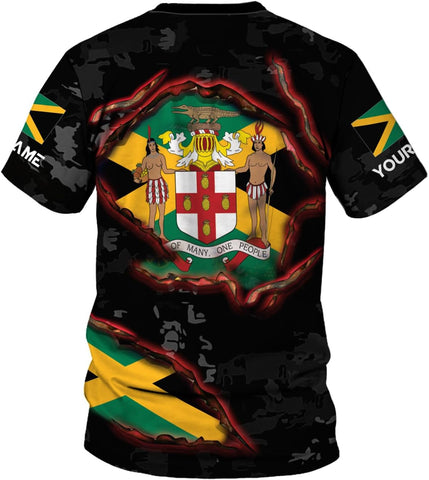 Ligthuy Personalized Jamaica Shirt 3D, Custom Jamaica Flag Lion Shirt for Men and Women, Jamaican Pride T-Shirt Unisex