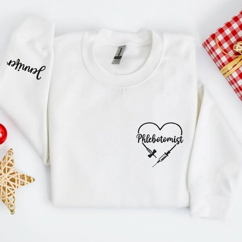 Custom Phlebotomy Technician Embroidered Sweatshirts, Phlebotomy Tech Hoodie, Phlebotomy T-shirts Gift For New Phlebotomist