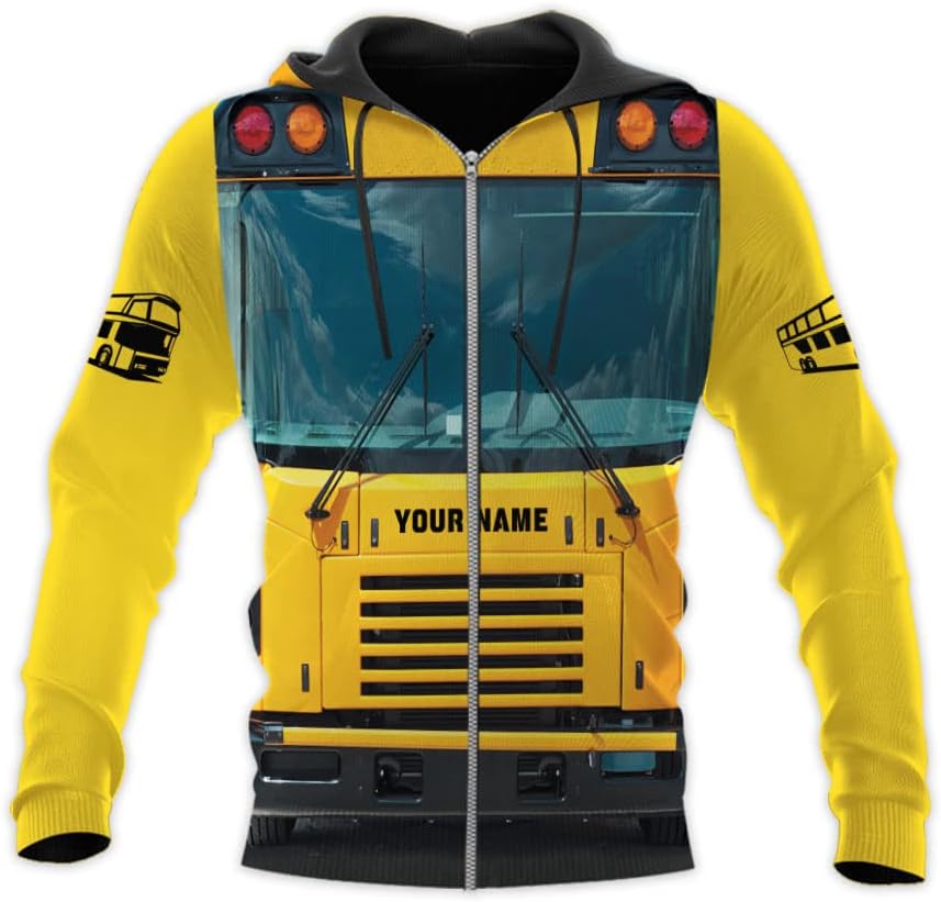 mostprints Personalized School Bus Driver Hoodie Yellow Bus Driver Hoodies School Bus Driver Sweaters Shirts Men & Women