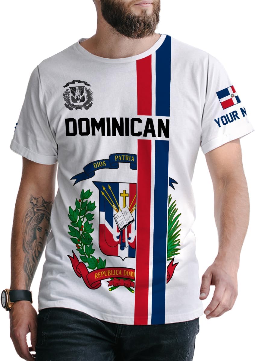 Custom Dominican Republic 3D Shirts for Men Dominicana Flag Shirts Dominican Flag Tshirt Dominican Independence Day