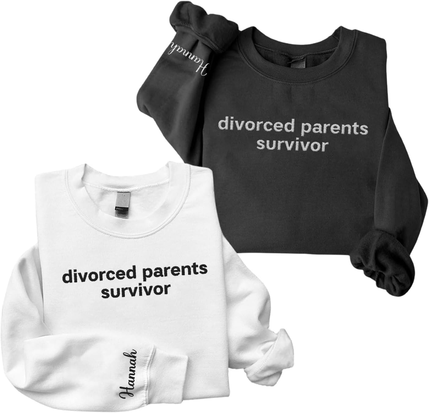 MAPrints Personalized Divorced Embroidered Sweatshirt, Embroidered Divorcing Hoodie, Divorced Parents Survivor Shirt Crewneck