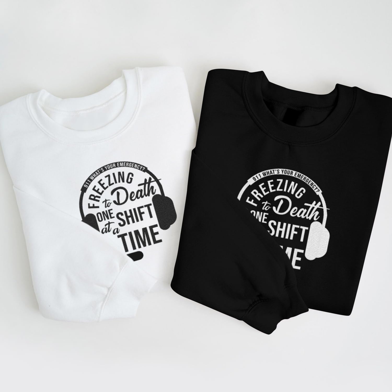 Personalized 911 Dispatcher Apparel, Thin Gold Line Embroidered Sweatshirt, Emergency 911 Hoodie Gift Dispatch Nurse Shirt