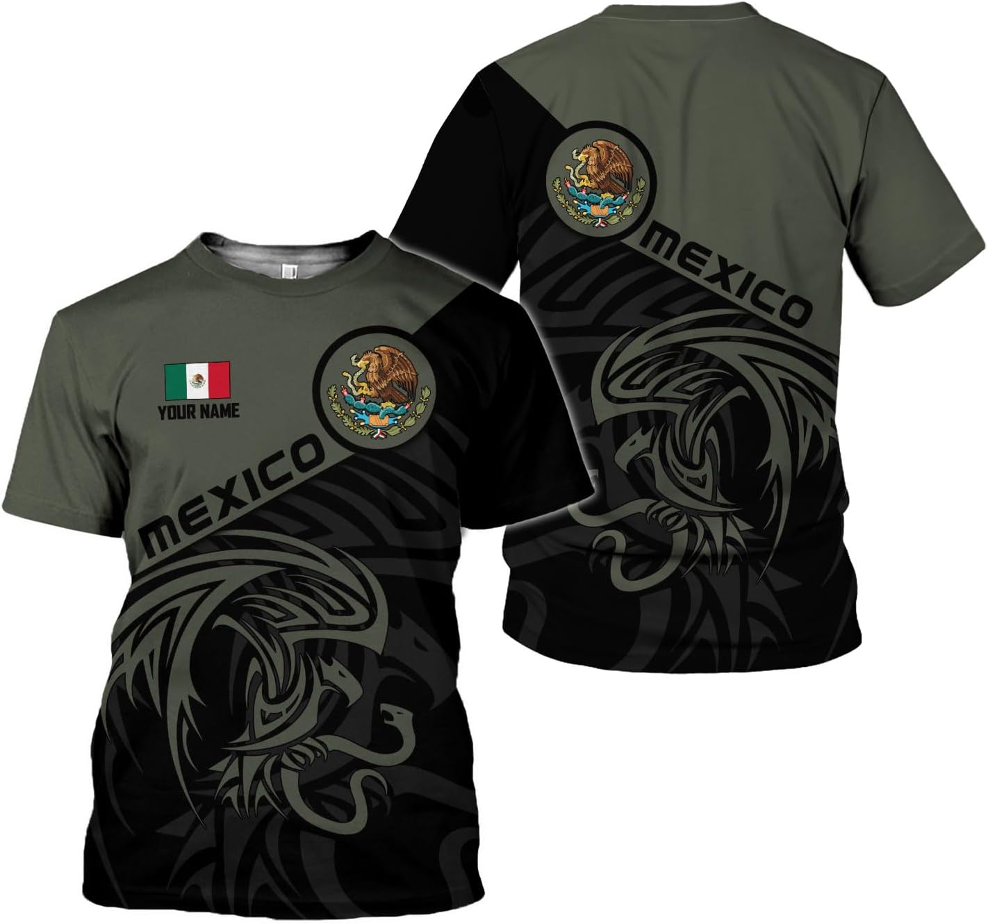 Mostprints Personalized Name Mexican Shirts for Men 3D Customized Mexico Shirts for Men Mexico Shirts for Women Mexico Shirt