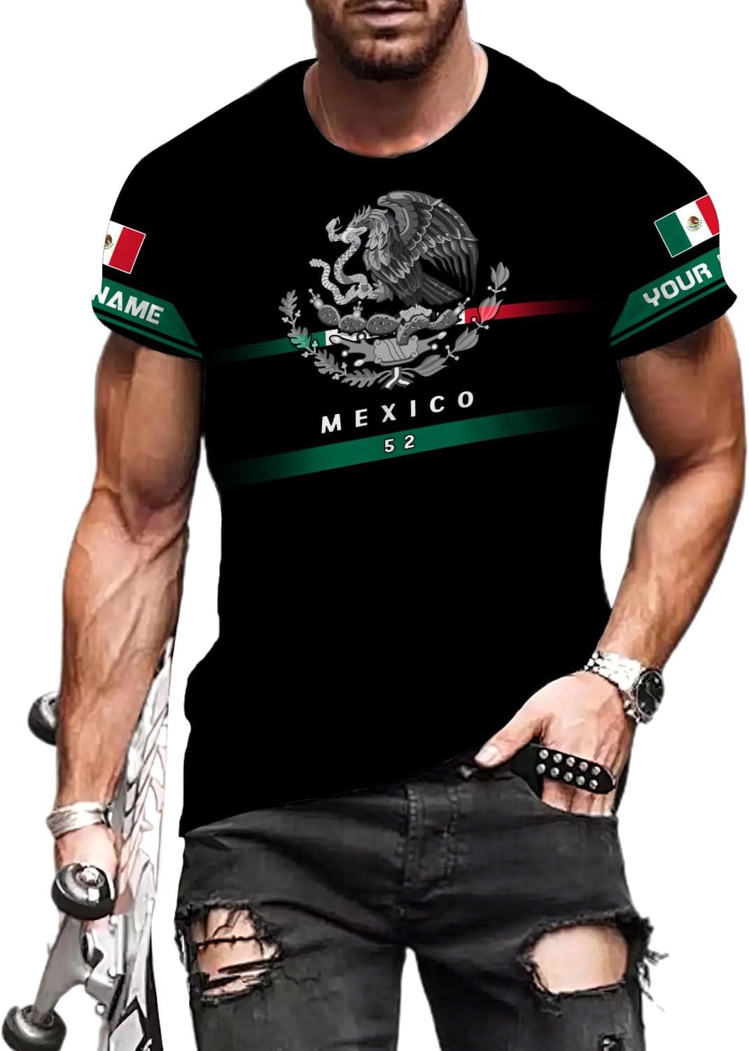 Rivelus Personalized Name Mexican Shirts for Men, Customized Mexico Shirts for Men, Mexico Shirts for Women Mexico Shirt