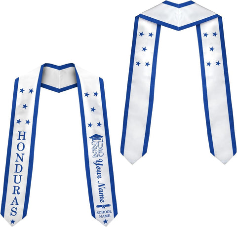 Personalized Honduran Graduation Stole 2025, Custom name Honduras Flag Sash, 2025 Grad gift