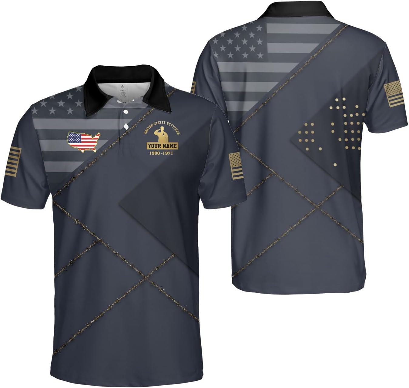 LigtHuy Personalized Name Us Army Polo Shirts for Men, Us Army Shirt, Veteran Shirts, Veteran Shirts for Men S-5XL