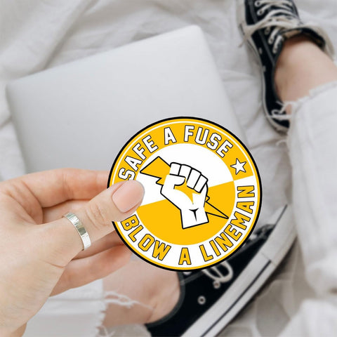 3 Pcs Save a Fuse Blow a Lineman Sticker Line Life Lineman Sticker Funny Lineman Vinyl Decal Gifts for Lineman Workers Save a Fuse Electrician Stickers for Laptop Bottle Phone Helmet Gifts 3"x3"