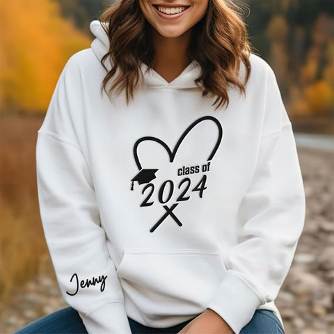 AOVL Personalized 2024 Embroidered Sweatshirt - Graduation Class Of 2024 Senior Class Embroidered Sweatshirt