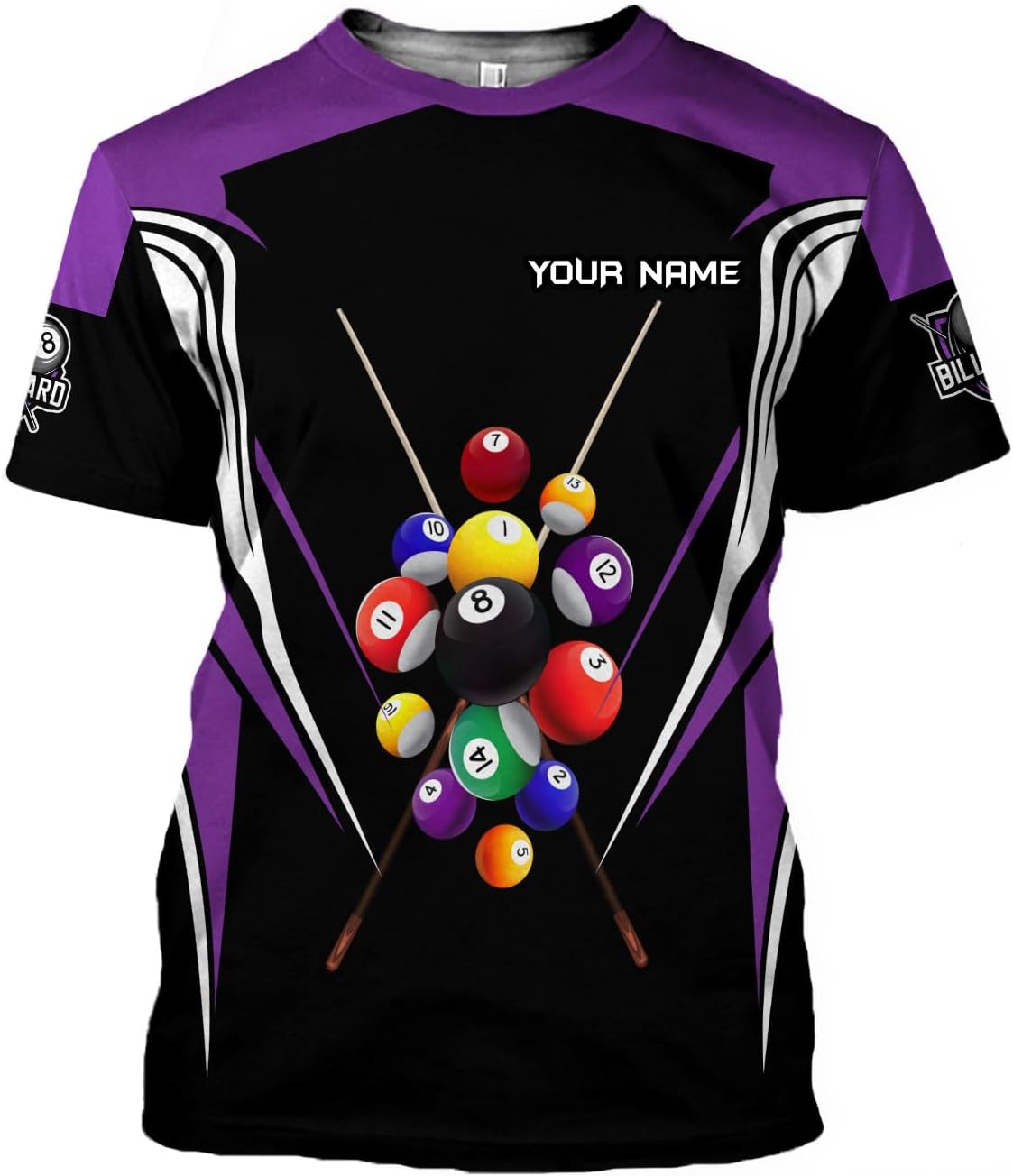 MoonArt Personalized Billiard Shirts 3D Billiard Shirt Custom Billiard Flag Shirt Men's Pool Billiards Shirt 8 Ball Men Women