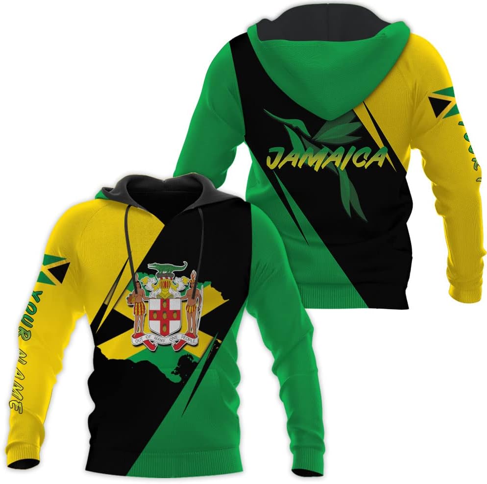 Personalized Jamaica Shirt Custom Jamaica Flag Lion Hoodie for Men and Women, Jamaican Pride Hoodie, Jamaicana Hoodie