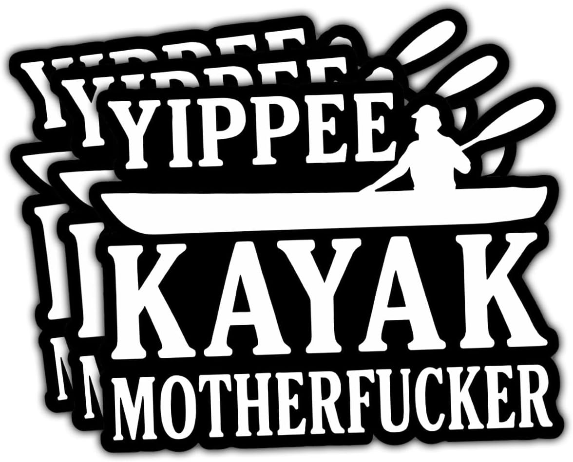 Yippee Kayak Motherfucker 3" Sticker, Funny Adult Parody Vinyl Decal 3 inches Waterproof for Laptop, Cooler, Kayak, Water Bottle, Car, Helmet – Sarcastic Outdoor Sticker for Paddlers