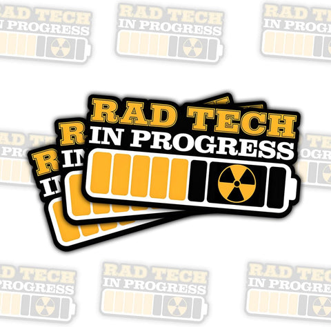 3 Pcs Rad Tech in Progress Sticker, Technologist Xray Sticker, Radiology, X-Ray Tech Stickers Waterproof Die-Cut for Laptop Water Bottle Phone Car Note Book Gifts