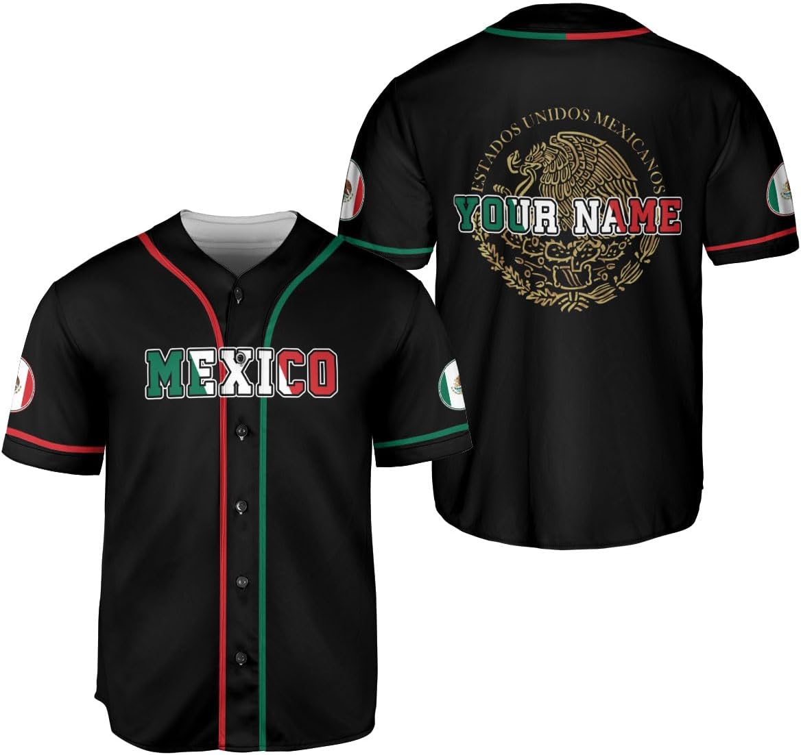 Mostefy Custom Mexico Baseball Jerseys Mexican Eagle & Flag Shirt for Teams, Mexico Shirts for Men & Women Size S-5XL