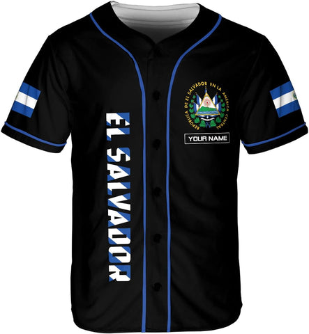 Leeprints Personalized Name El Salvador Baseball Jersey Shirt El Salvador Flag Shirt Salvadorans Pride El Salvadore��a
