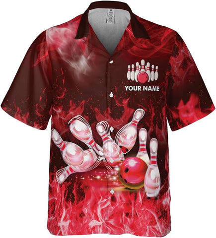 Pretyprints Custom Bowling Hawaiian Shirt 3D Men Women Personalized Button Down Short Sleeve Team Gifts Lover
